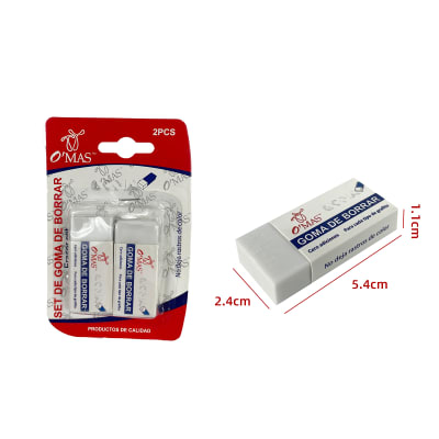 GOMA DE BORRAR BLANCA  5.4X2.4X1.1CM 2 PCS| 24 UNID1
