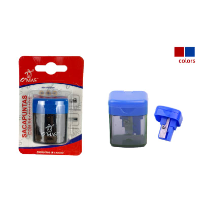 SACAPUNTA CON ENVASE LISO CON TAPA 3.4X2.5X2.3CM | 36 UNID1