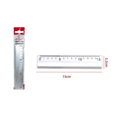 REGLA DE MEDIR PLATEADA ALUMINIO 15CM 1PCS | 24 UNID1