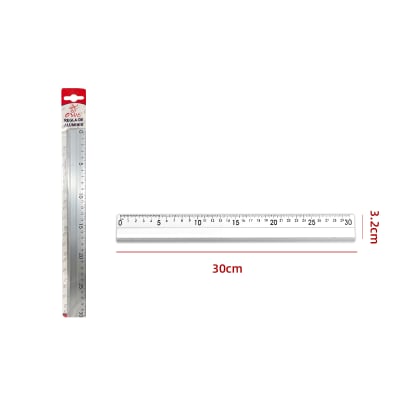 REGLA DE MEDIR PLATEADA ALUMINIO 30CM 1PCS | 24 UNID1