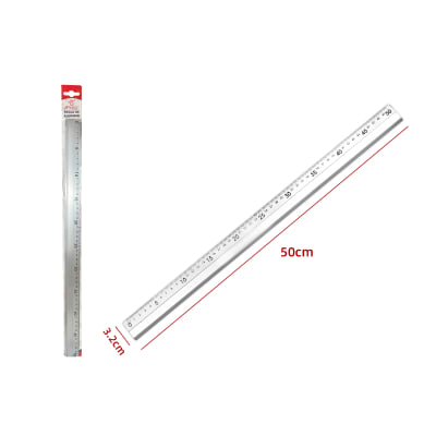 REGLA DE MEDIR PLATEADA ALUMINIO 50CM 1PCS | 24 UNID1