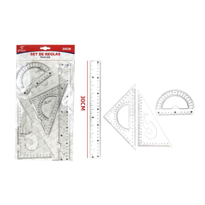 REGLA DE MEDIR SET 4PCS PLASTICO | 24 UNID1