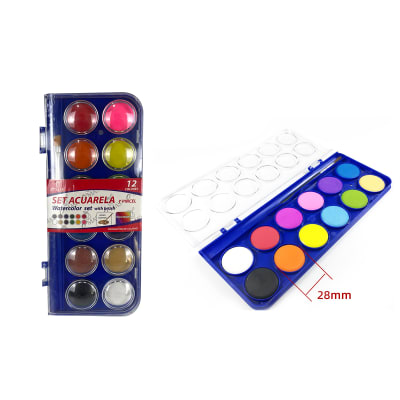ACUARELAS CON PINCEL 12 COLORES 28MM | 24 UNID1