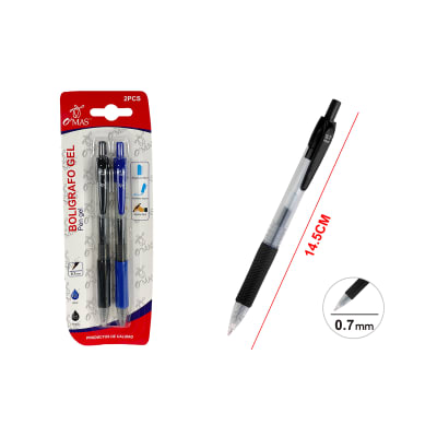 BOLIGRAFOS TINTA GEL AZUL/NEGRO 2 PCS 0.7MM | 24 UNID1