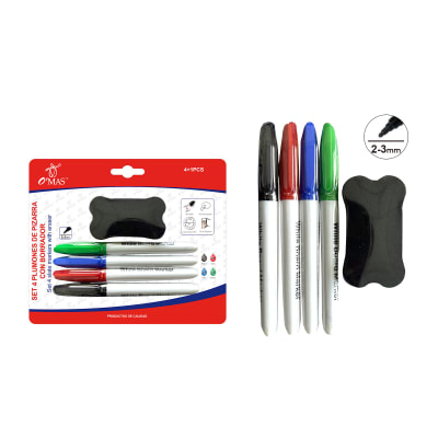 PLUMON DE PIZARRA ACRILICO CON BORRADOR 5 PCS | 24 UNID1