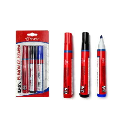 PLUMON DE PIZARRA ACRILICO NEGRO/ ROJO/ AZUL 3 PIEZAS | 72 UNID1