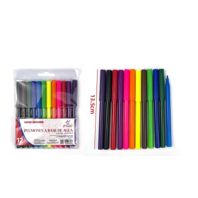 PLUMONES A BASE DE AGUA 12 COLORES 13.5CM | 36 UNID1