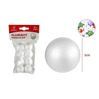 PELOTA PLUMAVIT BLANCA 3CM 8PCS | 36 UNID1