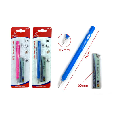 PORTAMINAS HB 0.7MM CON 20 MINAS DE REPUESTO | 24 UNID1