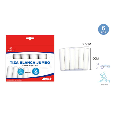 TIZA BLANCA JUMBO 2.5X10CM 6PCS1