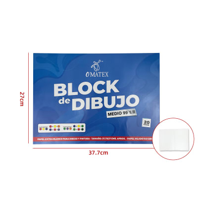BLOCK DE DIBUJO MEDIO 20 HOJAS 37.7X27CM 1