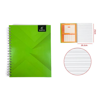CUADERNO UNIVERSITARIO LISO VERDE CALIGRAFIA HORIZONTAL 100HJS1