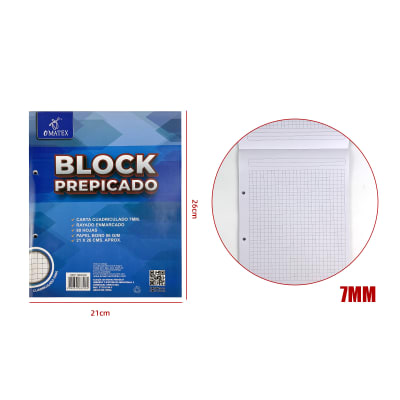 BLOCK PREPICADO 80 HJS 21*26CM CARTA 7MM1