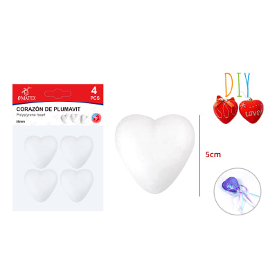 CORAZÓN DE PLUMAVIT 5 CM 4PCS1