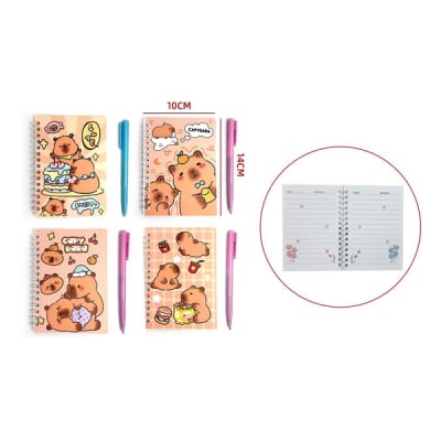 LIBRETA CAPIBARA 38 HJS CON BOLÍGRAFO 10X14 CM1