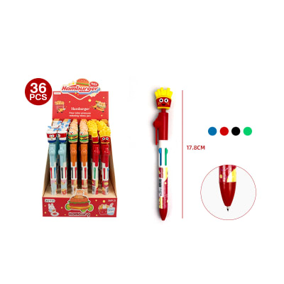 LAPICES BOLIGRAFOS DISEÑOS COMIDA RAPIDA 4 EN 1   17.8cm1