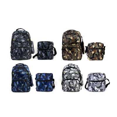 SET MOCHILA Y BOLSO JUVENIL UNISEX MODELOS CAMUFLAJE SURTIDOS1