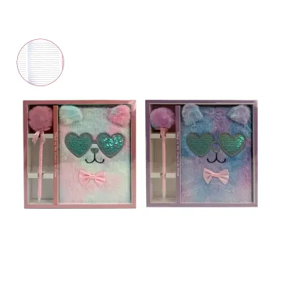 SET LIBRETA PELUDA 14.5X21CM  +LAPIZ POMPOM1