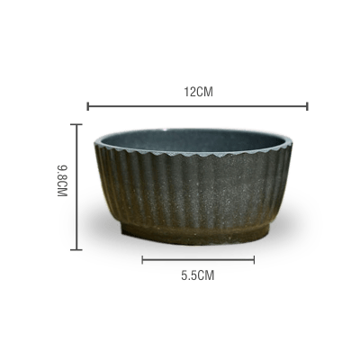 MACETERO PLASTICO TEXTURA LINEAL JASPEADO GRIS OSCURO 12X9.8X5.5CM | 12 UNID1