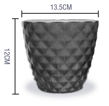 MACETERO PLASTICO TEXTURA PANAL JASPEADO GRIS OSCURO 13.5X12CM | 12 UNID1