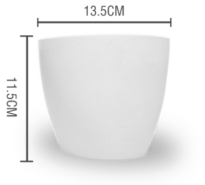 MACETERO PLASTICO CILINDRO LISO BLANCO  13.5X11.5CM | 12 UNID1