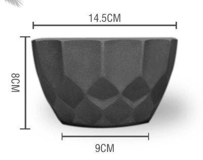 MACETERO PLASTICO TEXTURA LISO NEGRO 14.5X9X8CM | 12 UNID1