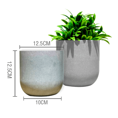 MACETERO PLASTICO CILINDRO LISO GRIS JASPEADO 12.5X10X12.5CM | 12 UNID1