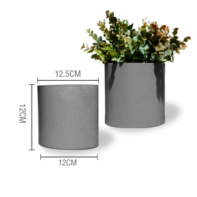 MACETERO PLASTICO CILINDRO LISO GRIS 12.5X12X12CM | 12 UNID1