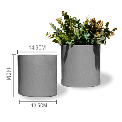 MACETERO PLASTICO CILINDRO GRIS OSCURO  23X14.5X13CM | 12 UNID1
