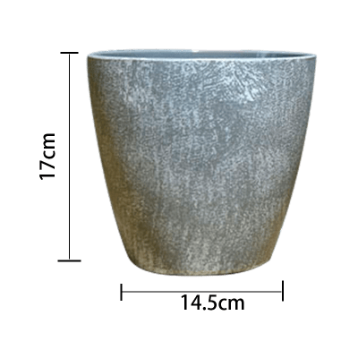 MACETERO PLASTICO CILINDRO JASPEADO GRIS 17x14.5CM | 12 UNID1