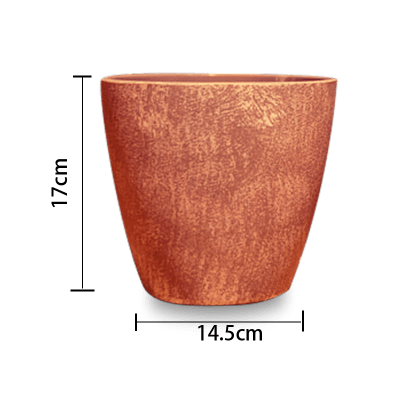 MACETERO PLASTICO CILINDRO JASPEADO NARANJA 17X14.5CM | 12 UNID1