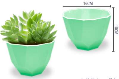 FLORERO PLASTICO TEXTURA VERDE 16X10CM | 12 UNID1