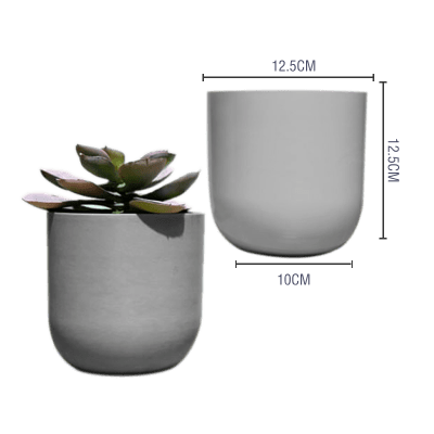 MACETERO PLASTICO CILINDRO LISO GRIS CLARO 12.5X10X12.5CM | 12 UNID1