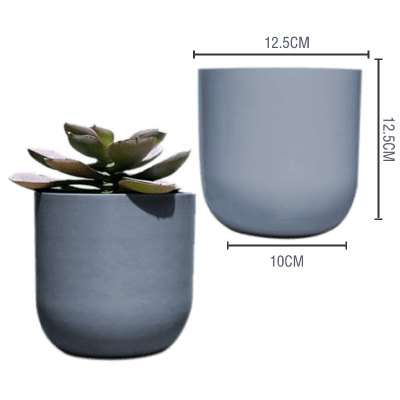 MACETERO PLASTICO CILINDRO LISO GRIS 12.5X10X12.5CM | 12 UNID1