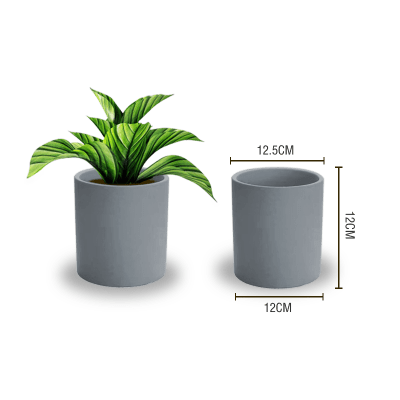 MACETERO PLASTICO CILINDRO LISO GRIS CLARO 12.5X12X12CM | 12 UNID1