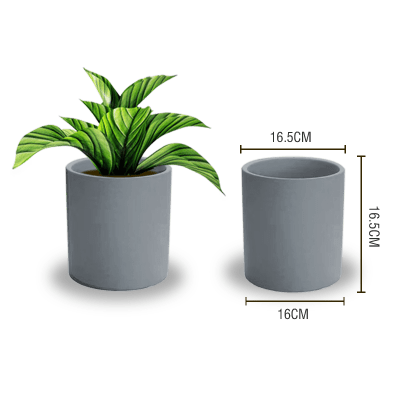 MACETERO PLASTICO CILINDRO LISO GRIS 16.5X16X16.5CM |12 UNID1