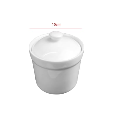 AZUCARERO CON TAPA LISO BLANCO CERAMICA 10CM 4IN | 12UNID1