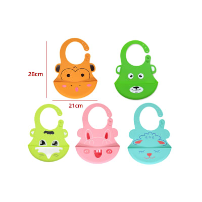 BABERO DE BEBE AJUSTABLE DISEÑO ANIMALES 28X21CM  | 12 UNID1
