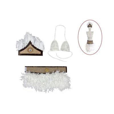 TRAJE PASCUENSE NIÑA PLUMAS BLANCO T 9-121