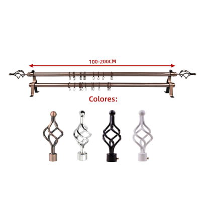 BARRA DE CORTINA DOBLE EXTENDIBLE 100 CM A 200 CM1