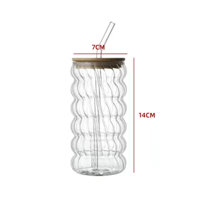 VASO VIDRIO TEXTURA ONDULADA CON BOMBILLA 400ML1