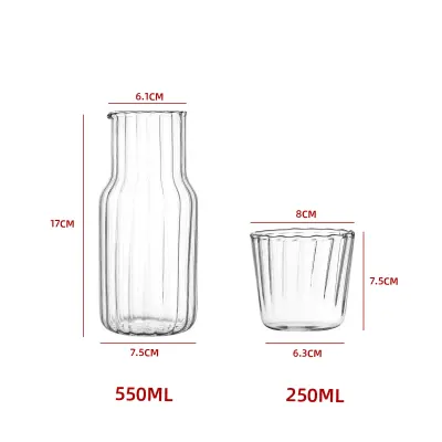 JARRA CON VASO 550ML (VIDRIO ACANALADO)1