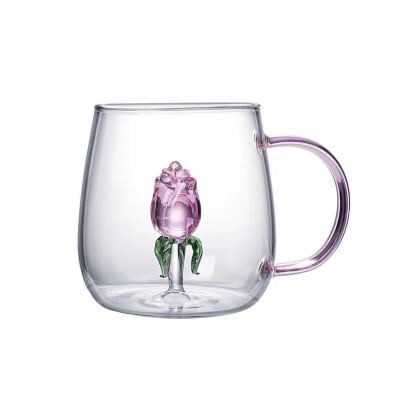 VASO CON ROSA DE VIDRIO 350ML / VENTA POR MAYOR1