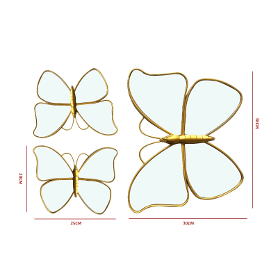SET DECORATIVO DE ESPEJOS MARIPOSA DE PARED 2 PCS: 25 × 20 CM 1 PC: 38 × 30 CM1