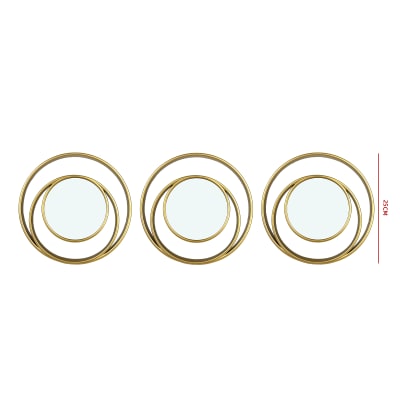 SET ESPEJOS DECORATIVOS CIRCULARES DORADOS PARED 3PCS  25X25CM1