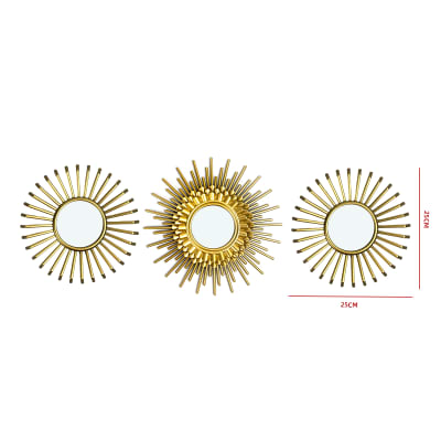SET ESPEJOS DECORATIVOS  SOL PARED 3PCS 25X25CM1