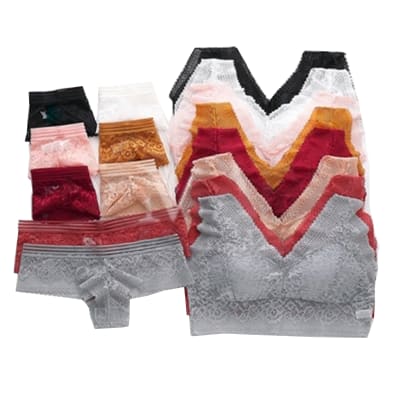 CONJUNTO DE MUJER BRALETTE MANGAS ANCHA Y CALZON DE ENCAJE | 12 UNID1