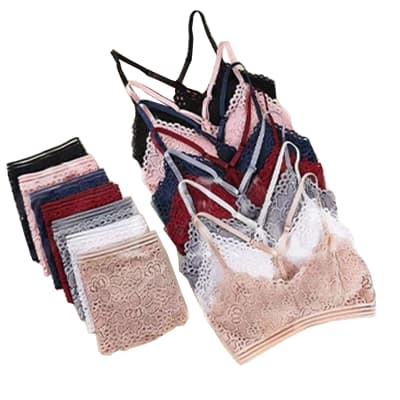 CONJUNTO DE MUJER BRALETTE DISEÑO Y CALZON DE ENCAJE| 12 UNID1