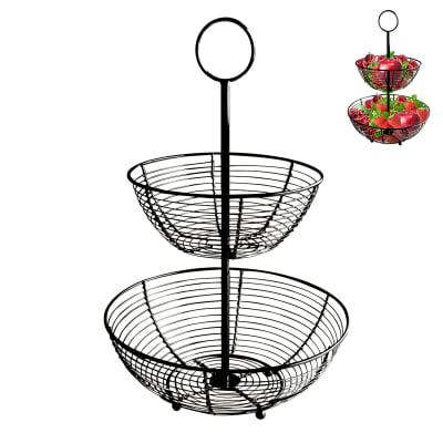 FRUTERA METAL NEGRO 2 NIVEL 45X29.8CM | 12 UNID1