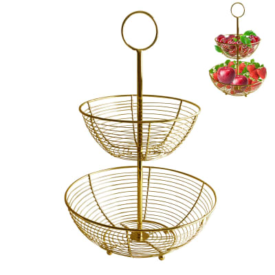 FRUTERA METAL DORADO 2 NIVEL 45*29.8CM1